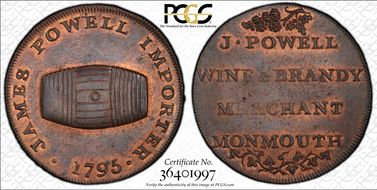 1795 Tk 1/2D DH-3 Monmouthshire Monmouth MS63RB