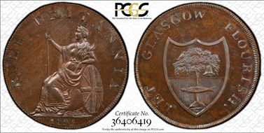 1795 Tk 1/2D DH-6a Lanarkshire, Glasgow MS64BN