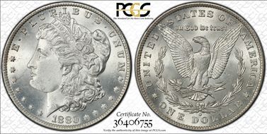 1880-O $1 VAM 48, Hangnail MS64+