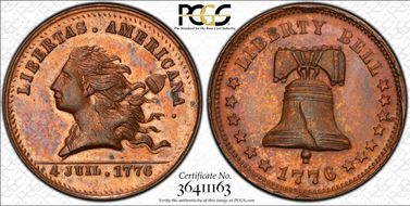 (1876) Token Pa-Ph 256 Copper Mule w/ Pa-Ph 225 Obv MS65RB