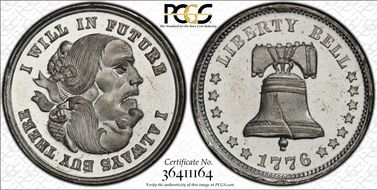 (1876) Token Pa-Ph 225 White Metal Mule w/ Pa-Ph 226 Obv MS65