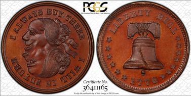 (1876) Token Pa-Ph 225 Bronzed Mule w/ Pa-Ph 226 Obv MS65