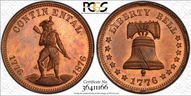 (1876) Token Pa-Ph 225 Copper Mule w/ Pa-Ph 227 Obv MS65RB