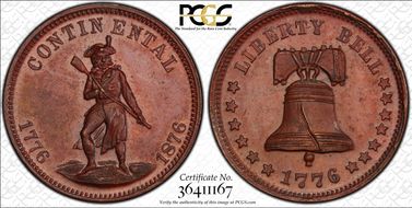 (1876) Token Pa-Ph 225 Bronzed Mule w/ Pa-Ph 227 Obv MS63