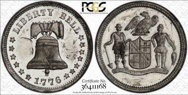 (1876) Token Pa-Ph 225 White Metal Mule w/ Pa-Ph 228 Obv MS62