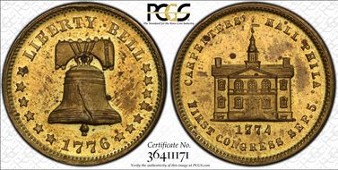 (1876) Token Pa-Ph 225 Brass Mule w/ Pa-Ph 229 Obv MS63