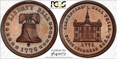 (1876) Token Pa-Ph 225 Bronzed Mule w/ Pa-Ph 229 Obv MS64