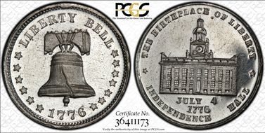 (1876) Token Pa-Ph 225 White Metal Mule w/ Pa-Ph 230 Obv MS64