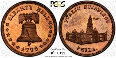 (1876) Token Pa-Ph 225 Copper Mule w/ Pa-Ph 231 Obv MS63RB