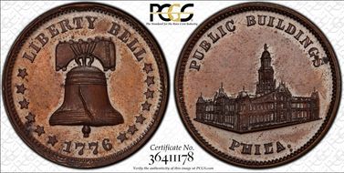 (1876) Token Pa-Ph 225 Bronzed Mule w/ Pa-Ph 231 Obv MS64