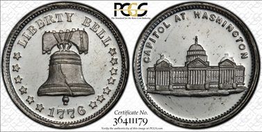 (1876) Token Pa-Ph 225 White Metal Mule w/ Pa-Ph 262F Obv MS63+