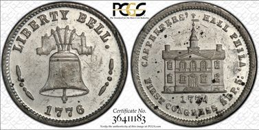 (1876) Token Pa-Ph 258 White Metal Mule w/ Pa-Ph 229 Obv MS61