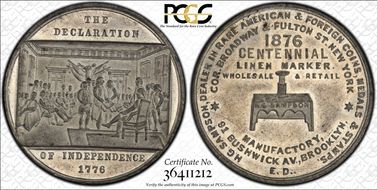 1876 Token Rulau NY-NY 269C White Metal H.G. Sampson MS62