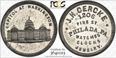 (1876) Token Pa-Ph 99B White Metal J.H. Gercke MS63