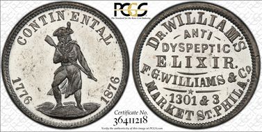 (1876) Token Pa-Ph 497 White Metal F.G. Williams & Co. MS63