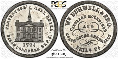 (1876) Token Pa-Ph 855 White Metal Wm. Burwell & Co. MS62