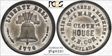 (1876) Token Pa Ph-901 White Metal Fries Malseed & Hawkins AU58