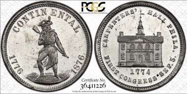 (1876) Token Pa-Ph 227 White Metal Mule w/ Pa-Ph 229 Obv MS63