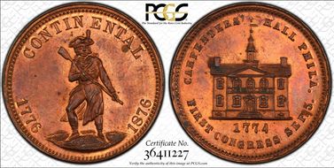 (1876) Token Pa-Ph 227 Copper Mule w/ Pa-Ph 229 Obv MS63RB