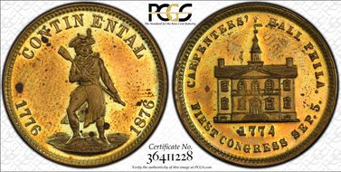 (1876) Token Pa-Ph 227 Brass Mule w/ Pa-Ph 229 Obv MS63