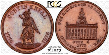 (1876) Token Pa-Ph 227 Bronzed Mule w/ Pa-Ph 230 Obv MS64