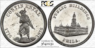 (1876) Token Pa-Ph 227 White Metal Mule w/Pa-Ph 231 Obv. MS62