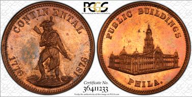 (1876) Token Pa-Ph 227 Copper Mule w/Pa-Ph 231 Obv. MS63RB