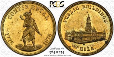 (1876) Token Pa-Ph 227 Brass Mule w/Pa-Ph 231 Obv. MS63