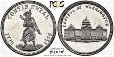 (1876) Token Pa-Ph 227 White Metal Mule w/Pa-Ph 262F Obv. MS63
