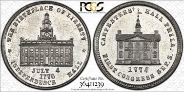(1876) Token Pa-Ph 229 White Metal Mule w/Pa-Ph 230 Obv. MS63