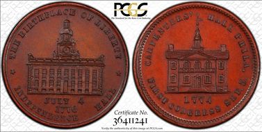 (1876) Token Pa-Ph 229 Bronzed Mule w/Pa-Ph 230 Obv. MS64