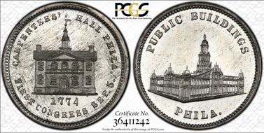 (1876) Token Pa-Ph 229 White Metal Mule w/Pa-Ph 231 Obv. MS63