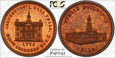 (1876) Token Pa-Ph 229 Copper Mule w/Pa-Ph 231 Obv. MS63RB