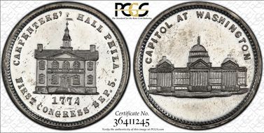 (1876) Token Pa-Ph 229 White Metal Mule w/Pa-Ph 262F Obv. MS64