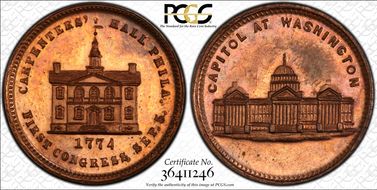 (1876) Token Pa-Ph 229 Copper Mule w/Pa-Ph 262F Obv. MS64RB