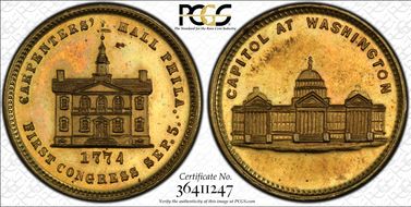 (1876) Token Pa-Ph 229 Brass Mule w/Pa-Ph 262F Obv. MS63