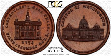 (1876) Token Pa-Ph 229 Bronzed Mule w/Pa-Ph 262F Obv. MS65