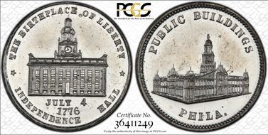 (1876) Token Pa-Ph 230 White Metal Mule w/Pa-Ph 231 Obv. MS63