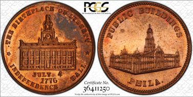 (1876) Token Pa-Ph 230 Copper Mule w/Pa-Ph 231 Obv. MS64RB