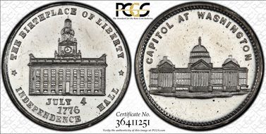 (1876) Token Pa-Ph 230 White Metal Mule w/Pa-Ph 262F Obv. MS63