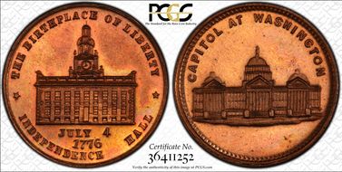 (1876) Token Pa-Ph 230 Copper Mule w/Pa-Ph 262F Obv. MS64RB