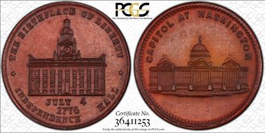 (1876) Token Pa-Ph 230 Bronzed Mule w/Pa-Ph 262F Obv. MS64