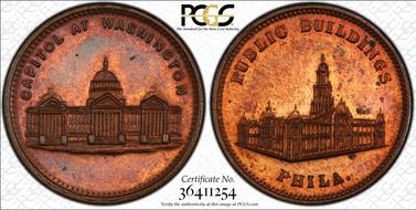 (1876) Token Pa-Ph 231 Copper Mule w/Pa-Ph 262F Obv. MS64RB