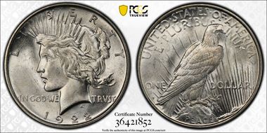 1922-D $1 VAM 7 Tripled Reverse AU58