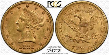 1882 $10 MS62