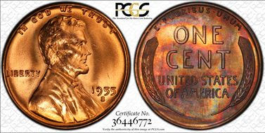 1955-S 1C MS66RB