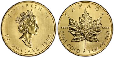 1996 $50 Maple Leaf/Au MS67