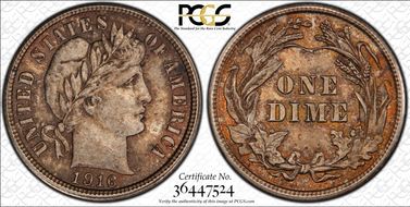 1916 10C Barber MS64