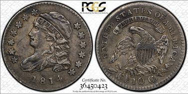 1814 10C Small Date XF45