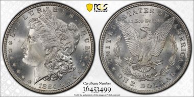 1884 $1 VAM 3 Large Dot MS65